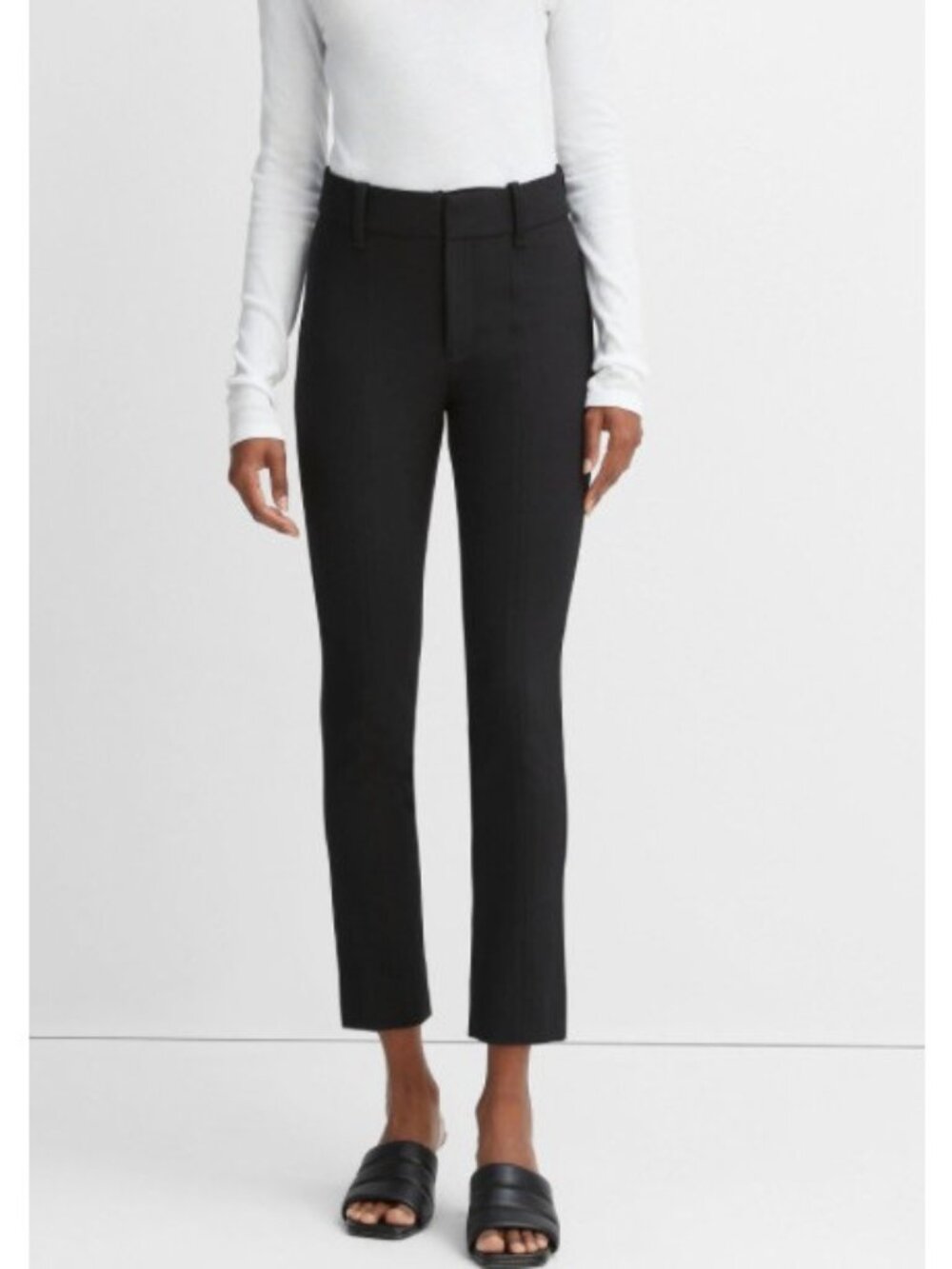 Vince‎ High Rise Cigarette Pants Womens 6 Black Cotton Blend Stretch Ankle Crop